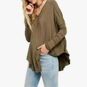 Olive Green Women's V-Neck Top